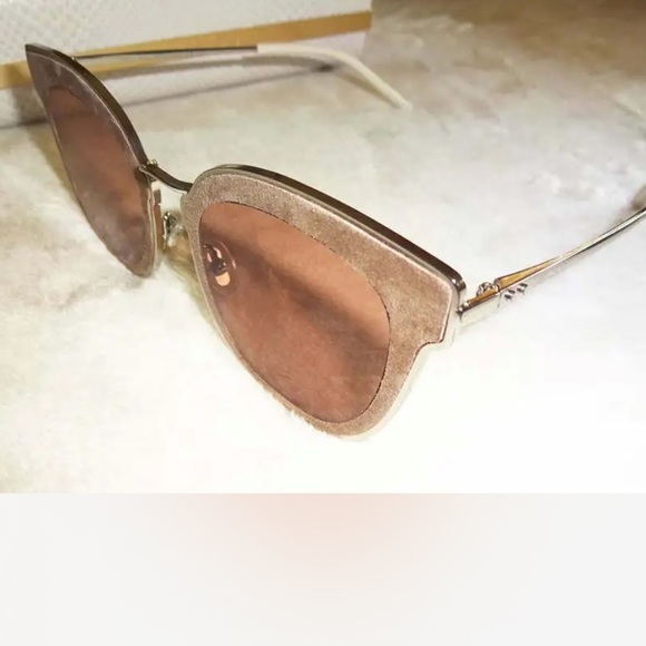 $495 Jimmy Choo Cat Eye Sunglasses Frame Silver + Mauve Lens Pink + Acc NWT - Picture 8 of 15